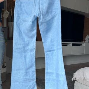 French Connection Flare Jeans | Size 0 | Light Wash + Linen Blend